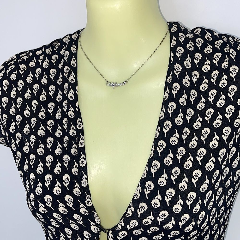 Reformation Romper Black White Viscose NWOT Sz 4 - Picture 2 of 7